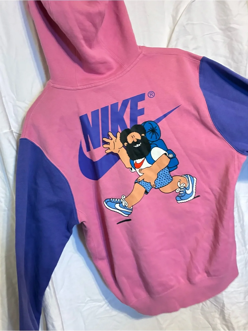 Vintage Nike Pink and Blue Colorblock Zip-Up Hoodie